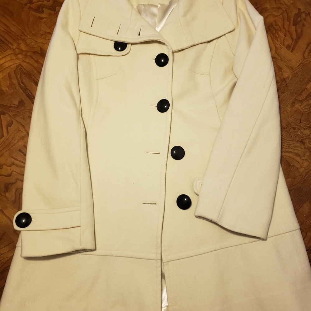 Women's Ivory Wool Coat Express Large